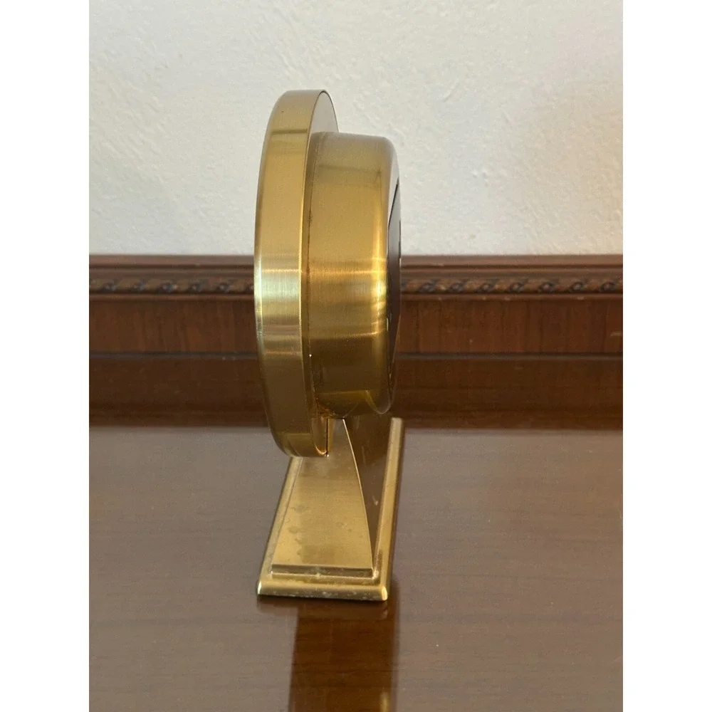 Seth Thomas Metal Case Day‎ Time Night Sun Moon Mantel Desk Clock *READ*